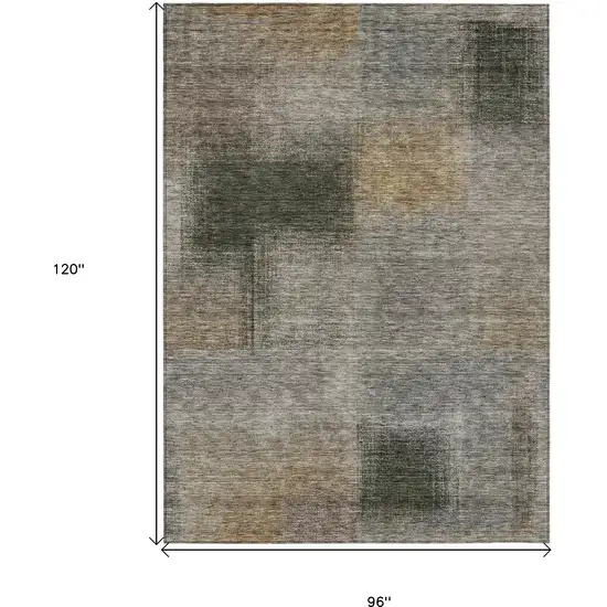 Taupe Gray And Beige Abstract Washable Indoor Outdoor Area Rug Photo 3