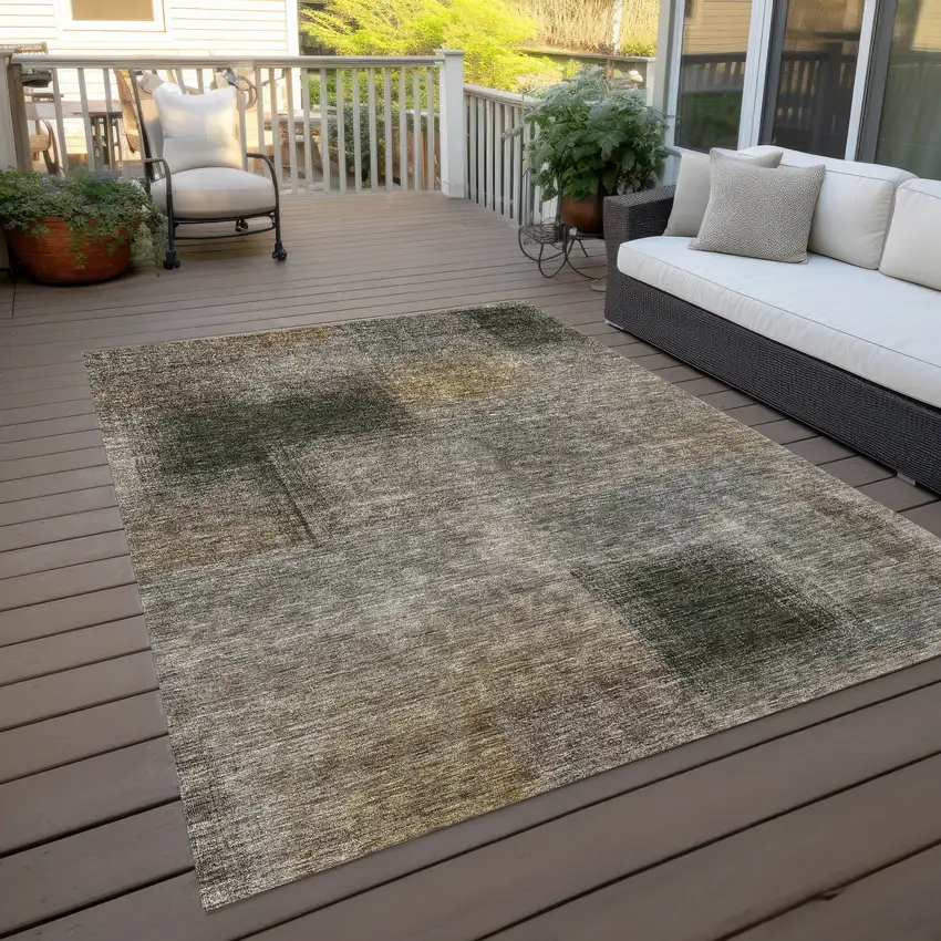 Taupe Gray And Beige Abstract Washable Indoor Outdoor Area Rug Photo 9