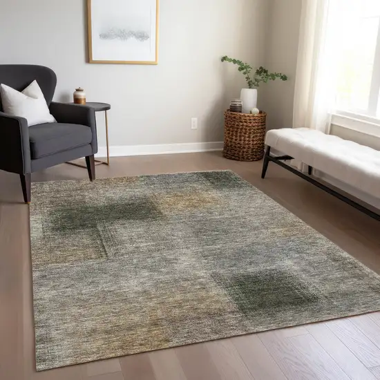 Taupe Gray And Beige Abstract Washable Indoor Outdoor Area Rug Photo 8