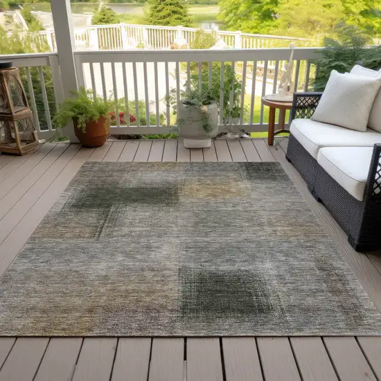 Taupe Gray And Beige Abstract Washable Indoor Outdoor Area Rug Photo 6