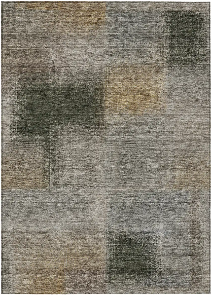 Taupe Gray And Beige Abstract Washable Indoor Outdoor Area Rug Photo 1