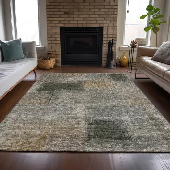 Taupe Gray And Beige Abstract Washable Indoor Outdoor Area Rug Photo 7