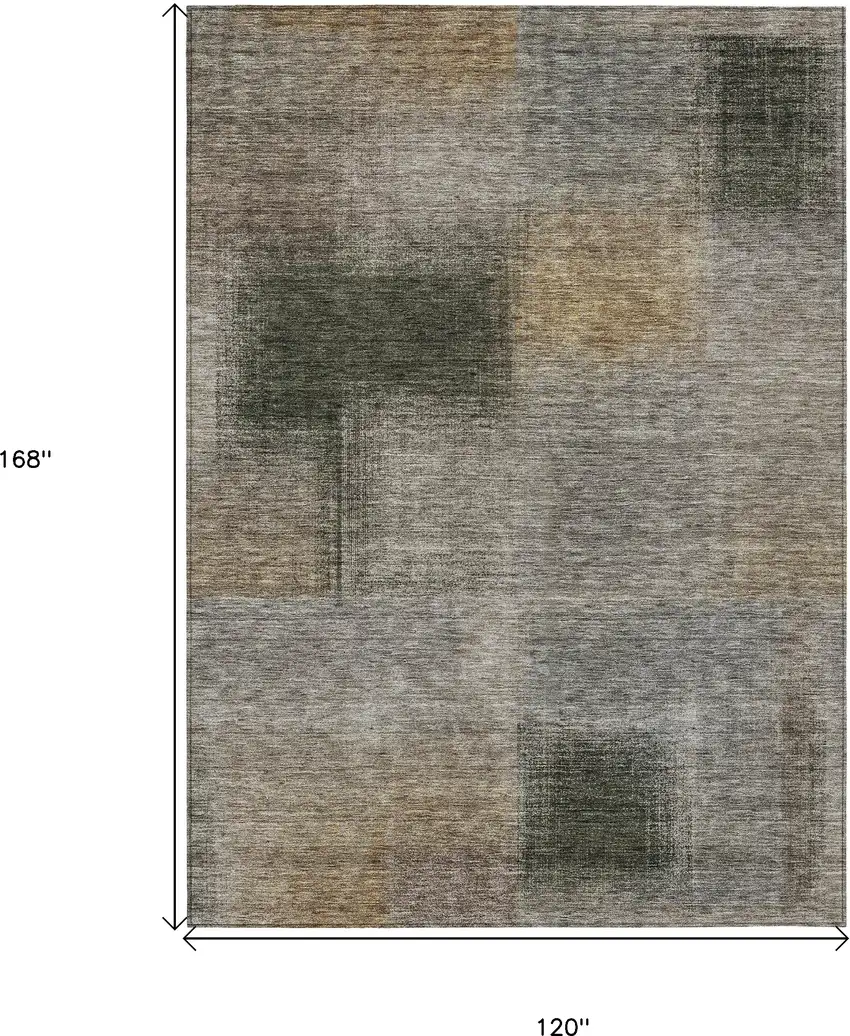 Taupe Gray And Beige Abstract Washable Indoor Outdoor Area Rug Photo 3