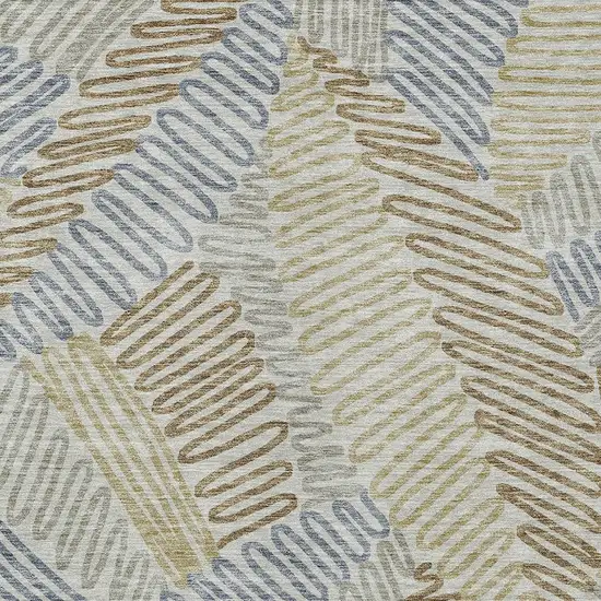 Taupe Gray And Beige Floral Washable Indoor Outdoor Area Rug Photo 6