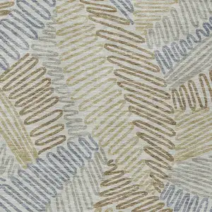 Photo of Taupe Gray And Beige Floral Washable Indoor Outdoor Area Rug
