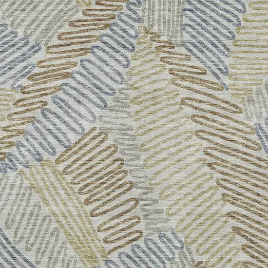 Taupe Gray And Beige Floral Washable Indoor Outdoor Area Rug Photo 6