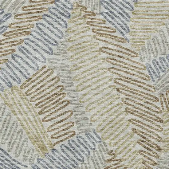 Taupe Gray And Beige Floral Washable Indoor Outdoor Area Rug Photo 6