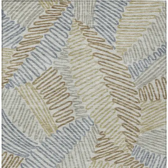 Taupe Gray And Beige Floral Washable Indoor Outdoor Area Rug Photo 8