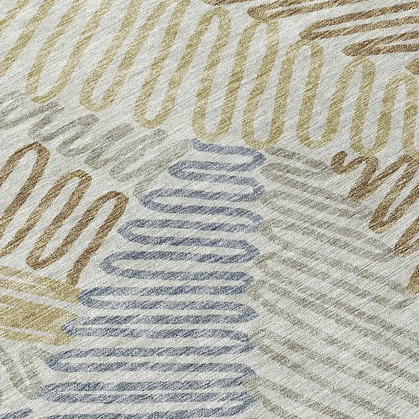 Taupe Gray And Beige Floral Washable Indoor Outdoor Area Rug Photo 7