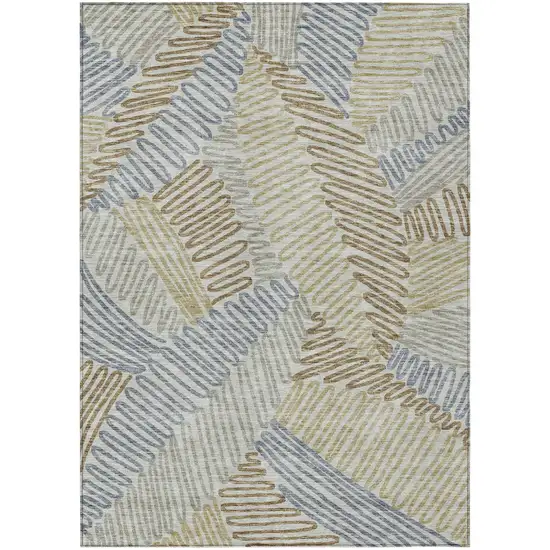 Taupe Gray And Beige Floral Washable Indoor Outdoor Area Rug Photo 2