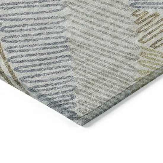 Taupe Gray And Beige Floral Washable Indoor Outdoor Area Rug Photo 5