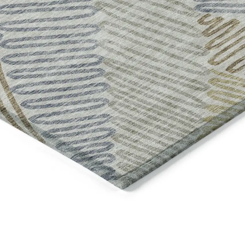 Taupe Gray And Beige Floral Washable Indoor Outdoor Area Rug Photo 5