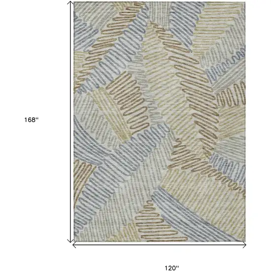 Taupe Gray And Beige Floral Washable Indoor Outdoor Area Rug Photo 3