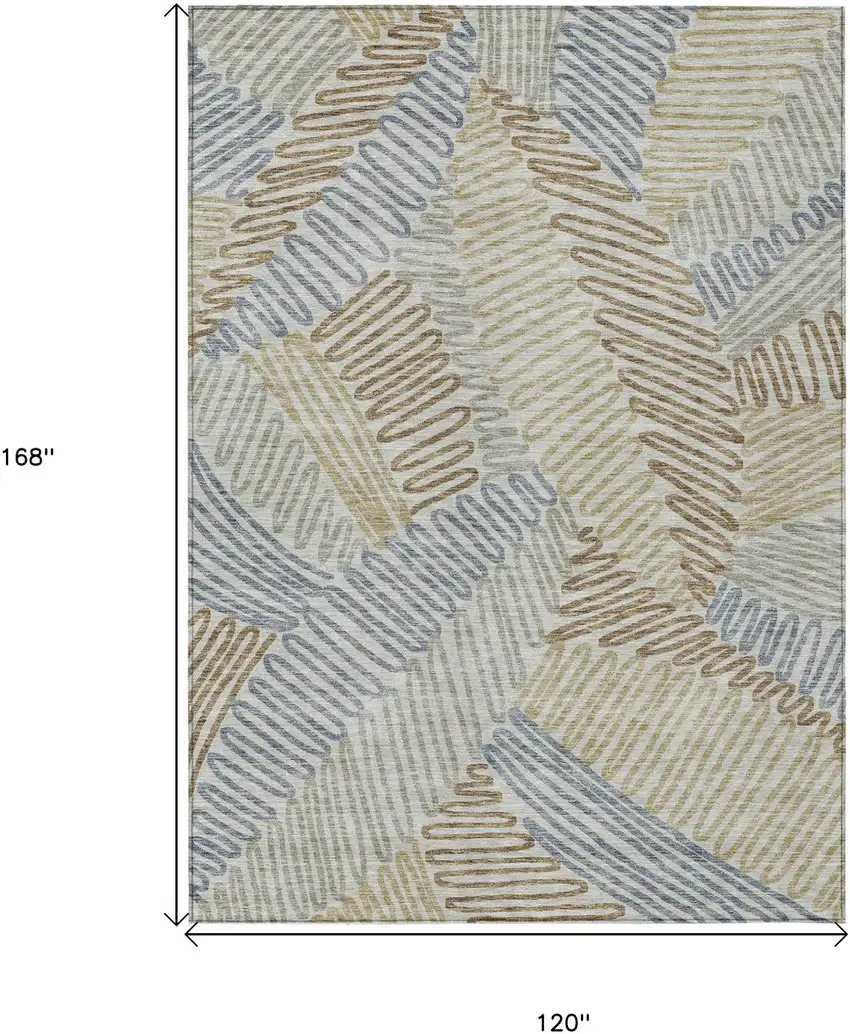 Taupe Gray And Beige Floral Washable Indoor Outdoor Area Rug Photo 3