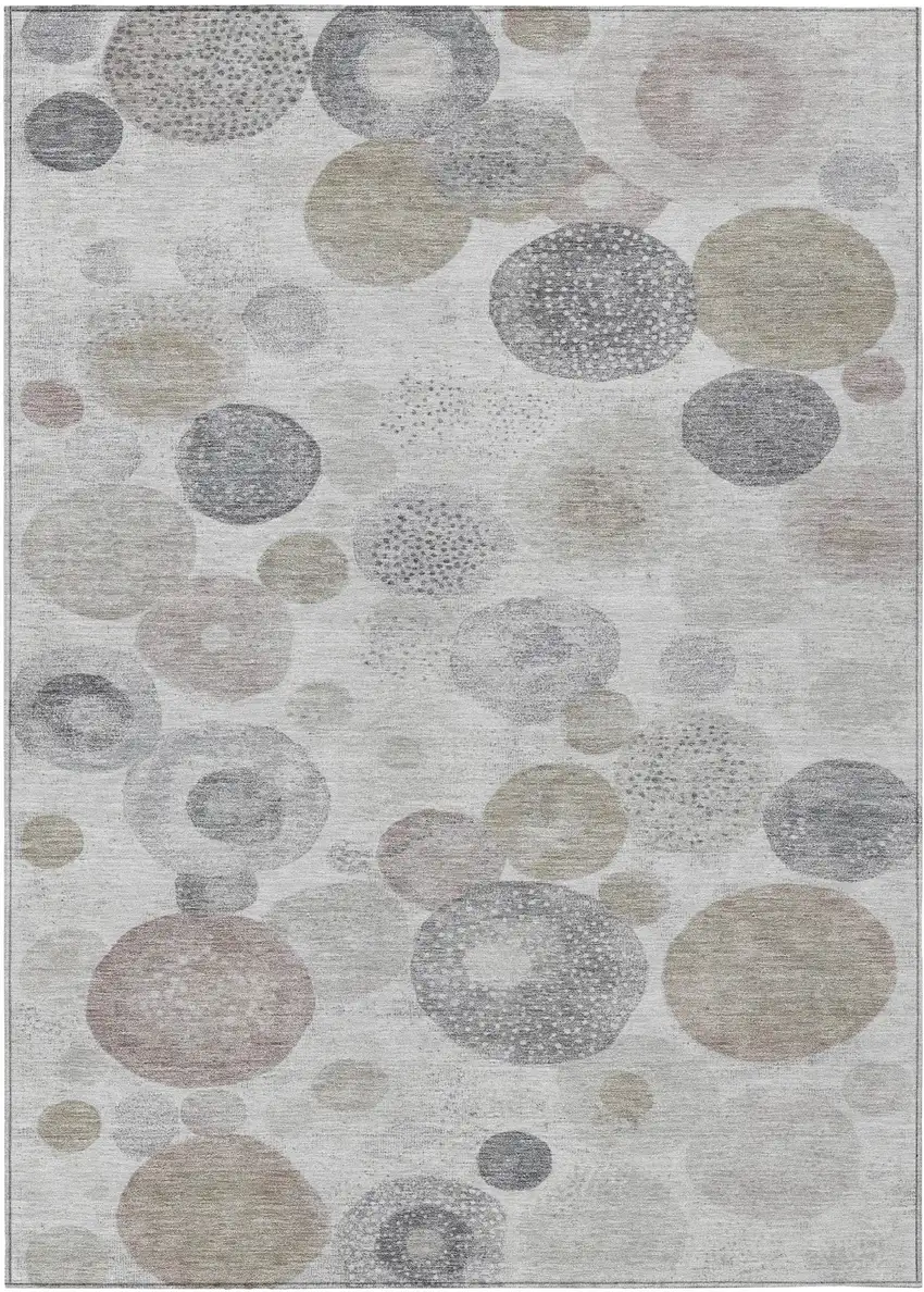 Taupe Gray And Beige Geometric Washable Indoor Outdoor Area Rug Photo 7