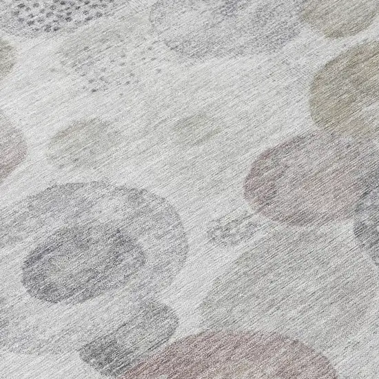 Taupe Gray And Beige Geometric Washable Indoor Outdoor Area Rug Photo 1