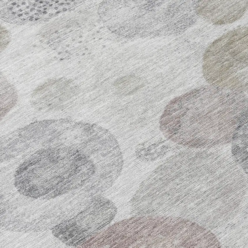 Taupe Gray And Beige Geometric Washable Indoor Outdoor Area Rug Photo 1