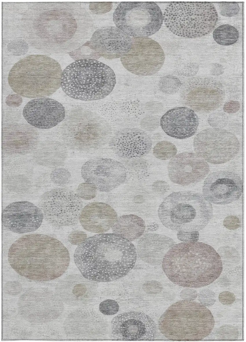 Taupe Gray And Beige Geometric Washable Indoor Outdoor Area Rug Photo 8
