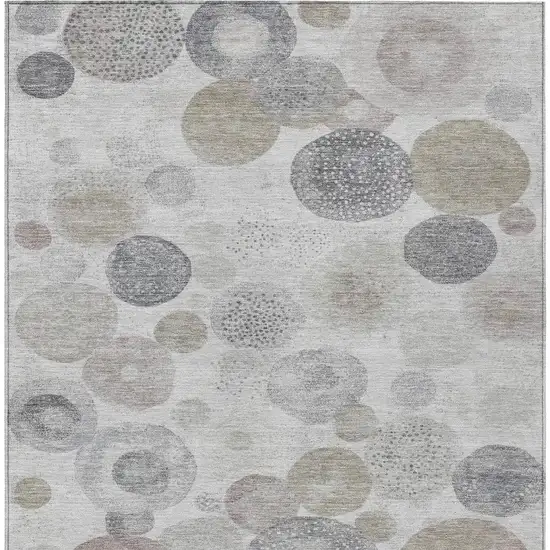 Taupe Gray And Beige Geometric Washable Indoor Outdoor Area Rug Photo 4