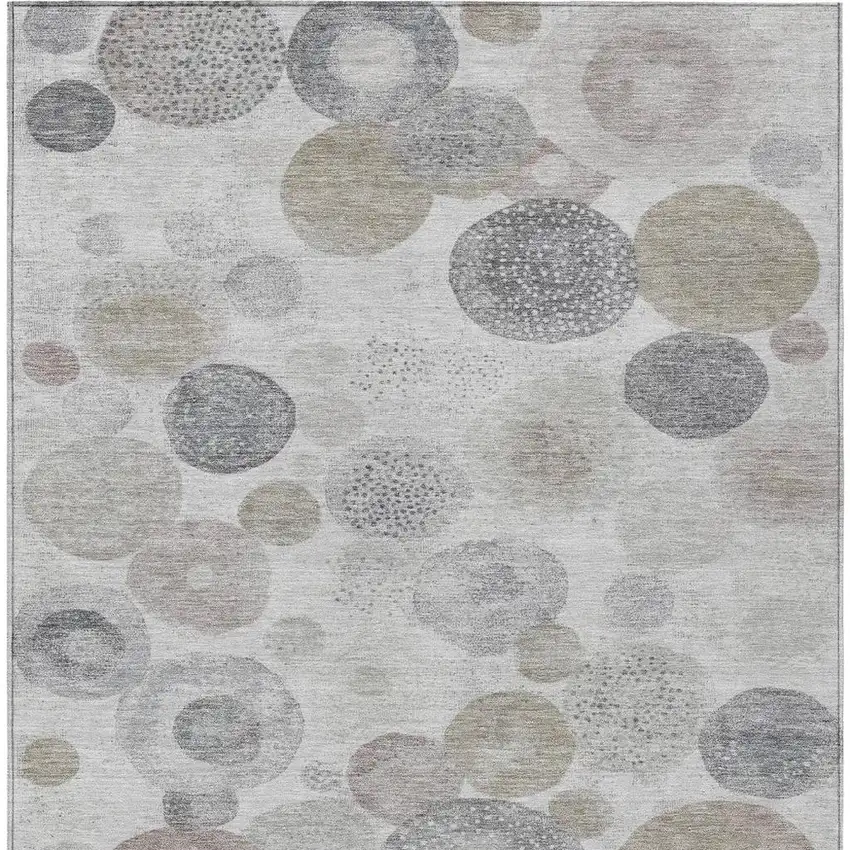 Taupe Gray And Beige Geometric Washable Indoor Outdoor Area Rug Photo 4