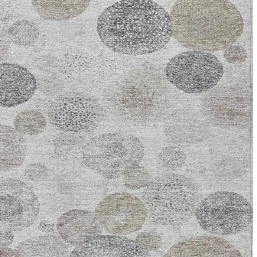 Taupe Gray And Beige Geometric Washable Indoor Outdoor Area Rug Photo 3