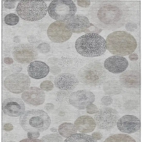Taupe Gray And Beige Geometric Washable Indoor Outdoor Area Rug Photo 8