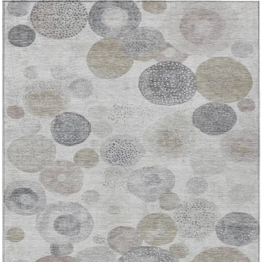 Taupe Gray And Beige Geometric Washable Indoor Outdoor Area Rug Photo 8