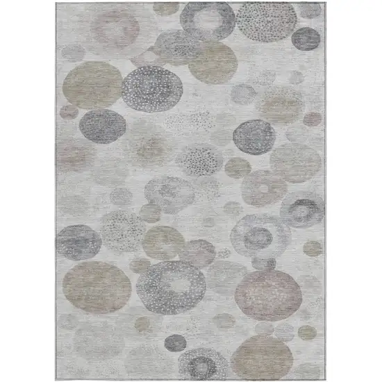 Taupe Gray And Beige Geometric Washable Indoor Outdoor Area Rug Photo 3