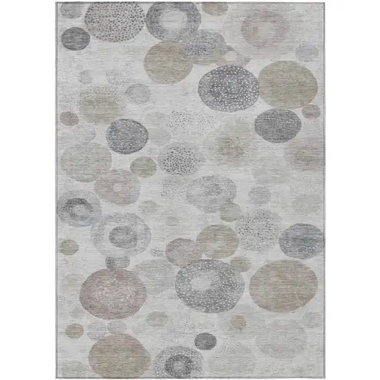 Taupe Gray And Beige Geometric Washable Indoor Outdoor Area Rug Photo 3