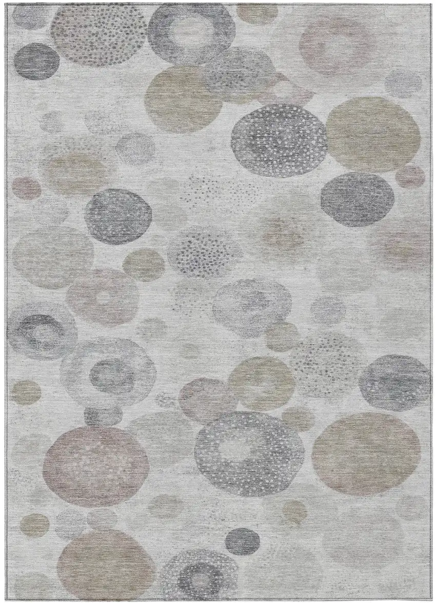 Taupe Gray And Beige Geometric Washable Indoor Outdoor Area Rug Photo 3