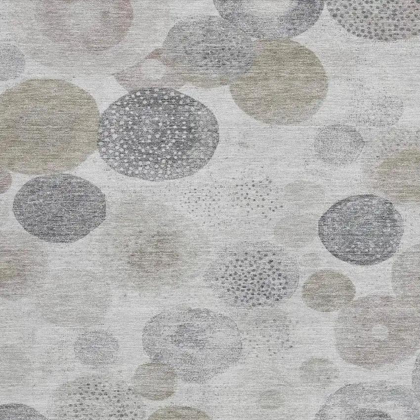 Taupe Gray And Beige Geometric Washable Indoor Outdoor Area Rug Photo 3