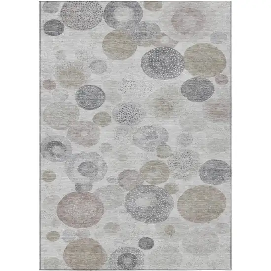 Taupe Gray And Beige Geometric Washable Indoor Outdoor Area Rug Photo 8