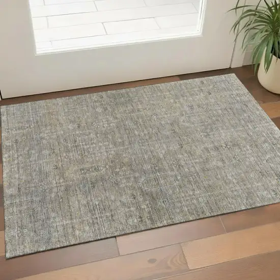 Taupe Gray And Beige Southwestern Washable Area Rug With UV Protection Photo 1
