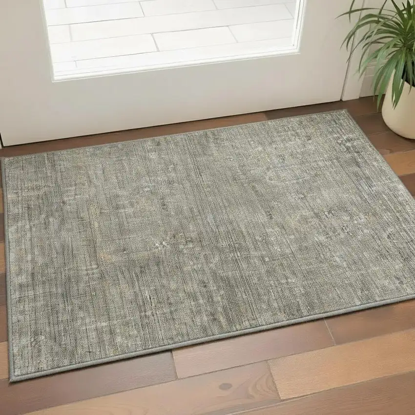 Taupe Gray And Beige Southwestern Washable Area Rug With UV Protection Photo 2