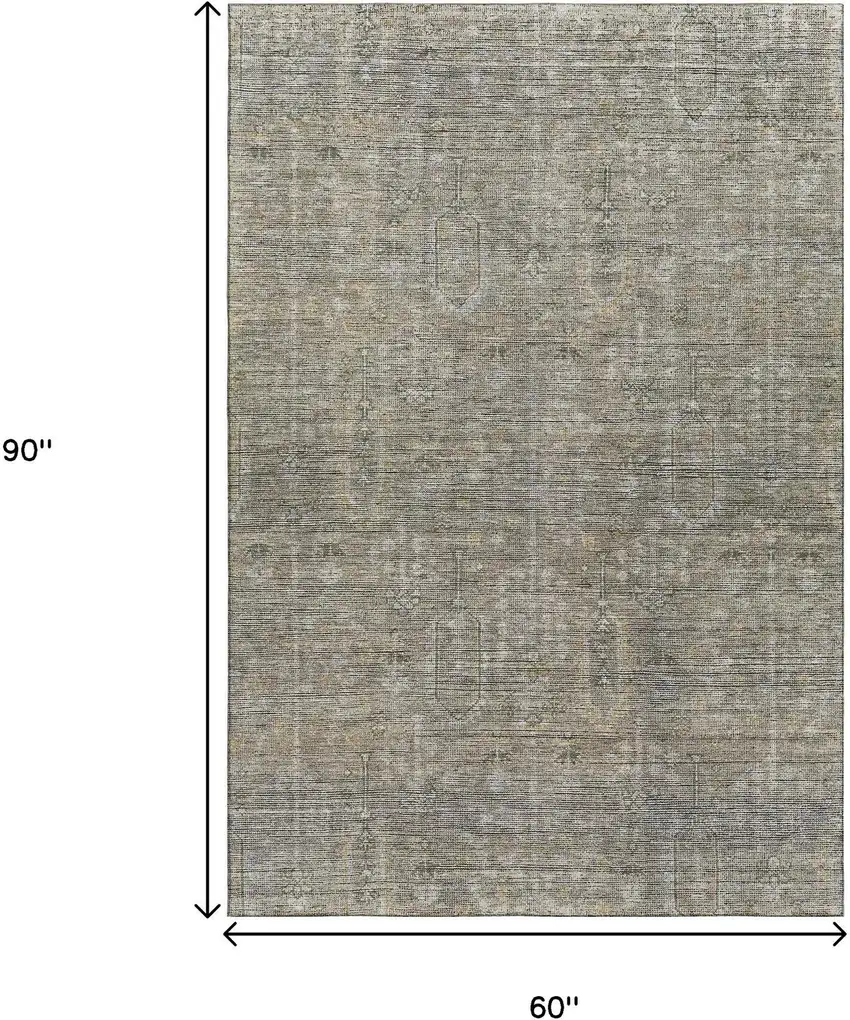 Taupe Gray And Beige Southwestern Washable Area Rug With UV Protection Photo 3