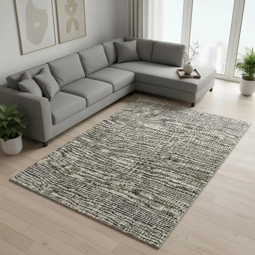 Taupe Gray And Beige Southwestern Washable Area Rug With UV Protection Photo 2