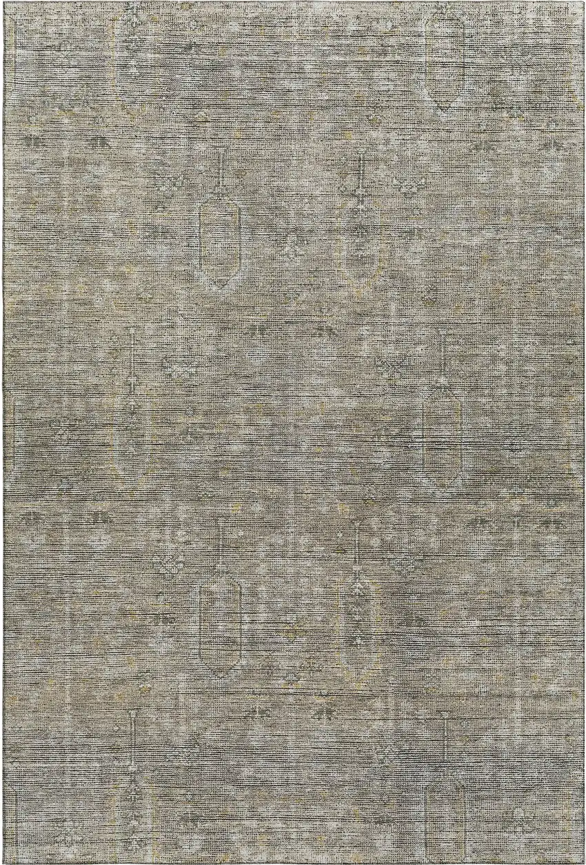 Taupe Gray And Beige Southwestern Washable Area Rug With UV Protection Photo 1