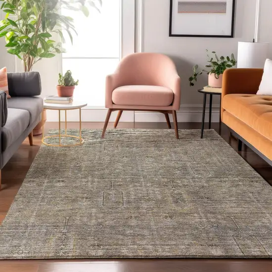 Taupe Gray And Beige Southwestern Washable Area Rug With UV Protection Photo 4