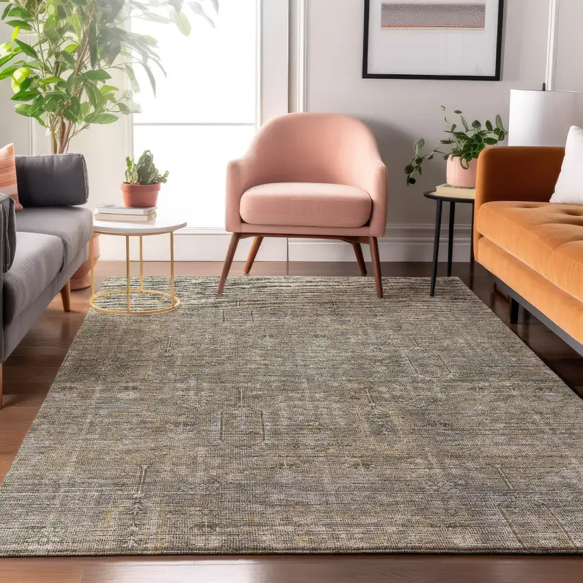 Taupe Gray And Beige Southwestern Washable Area Rug With UV Protection Photo 4