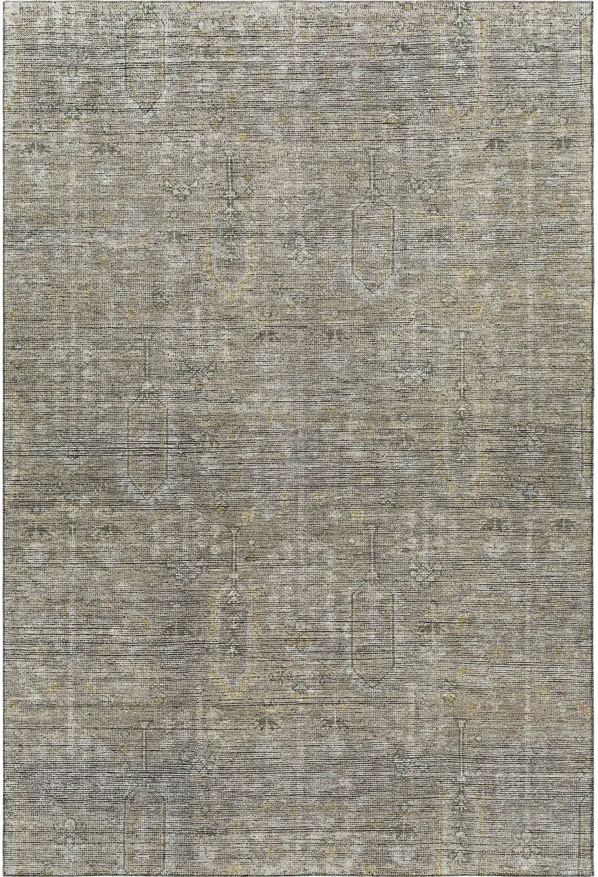 Taupe Gray And Beige Southwestern Washable Area Rug With UV Protection Photo 3