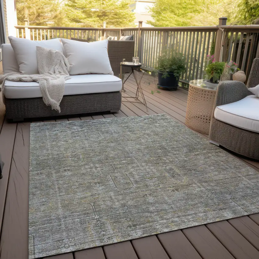 Taupe Gray And Beige Southwestern Washable Indoor Outdoor Area Rug Photo 7