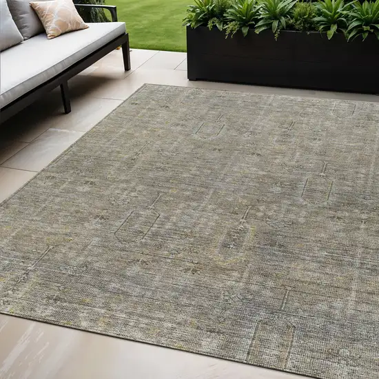 Taupe Gray And Beige Southwestern Washable Indoor Outdoor Area Rug Photo 1