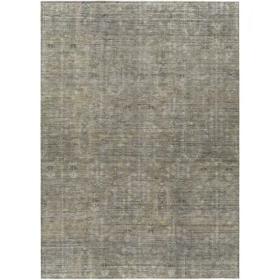 Taupe Gray And Beige Southwestern Washable Indoor Outdoor Area Rug Photo 2