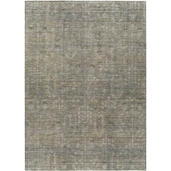 Taupe Gray And Beige Southwestern Washable Indoor Outdoor Area Rug Photo 2