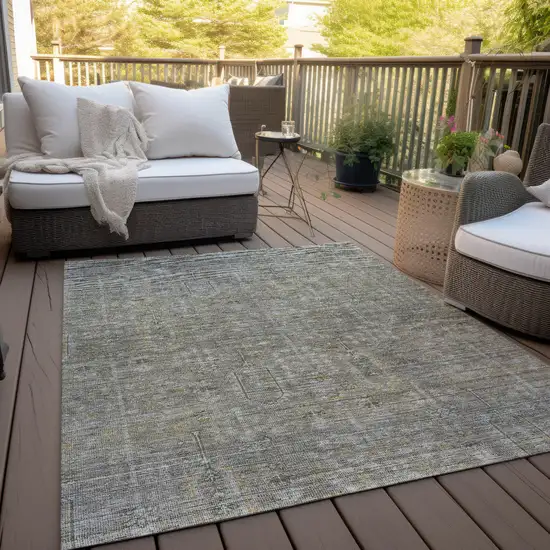 Taupe Gray And Beige Southwestern Washable Indoor Outdoor Area Rug Photo 8