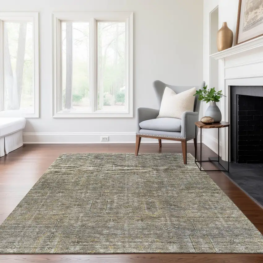 Taupe Gray And Beige Southwestern Washable Indoor Outdoor Area Rug Photo 9