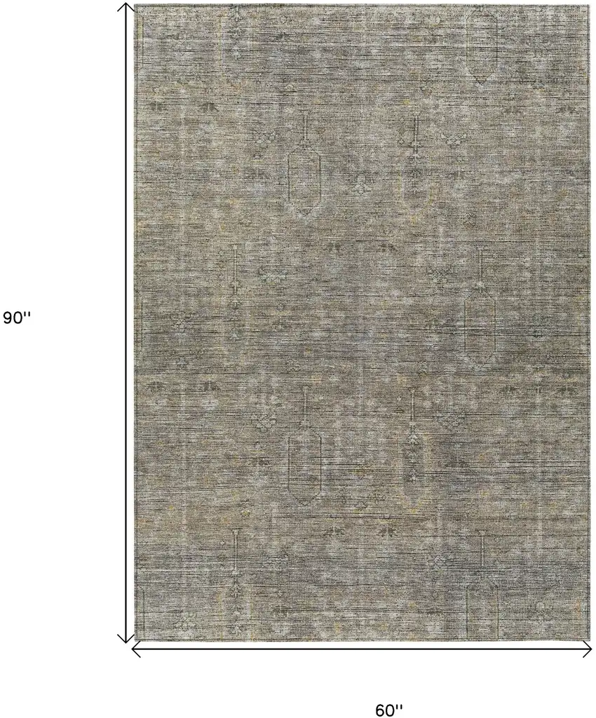 Taupe Gray And Beige Southwestern Washable Indoor Outdoor Area Rug Photo 3
