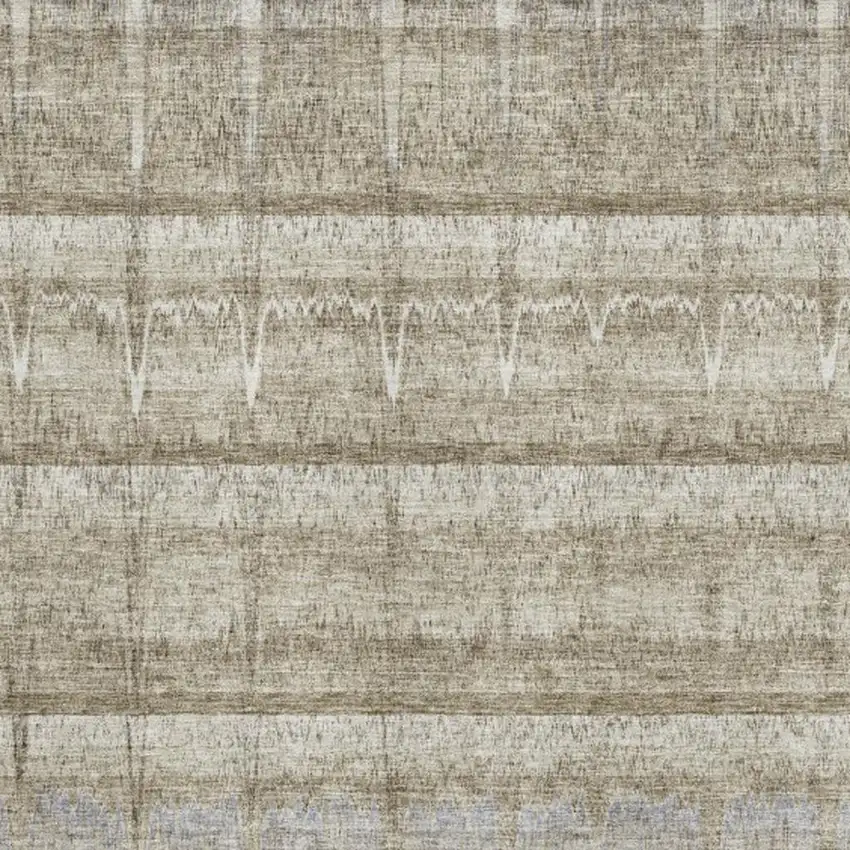 Taupe Gray And Beige Striped Washable Area Rug With UV Protection Photo 4