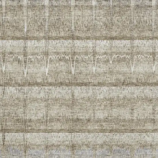 Taupe Gray And Beige Striped Washable Area Rug With UV Protection Photo 4