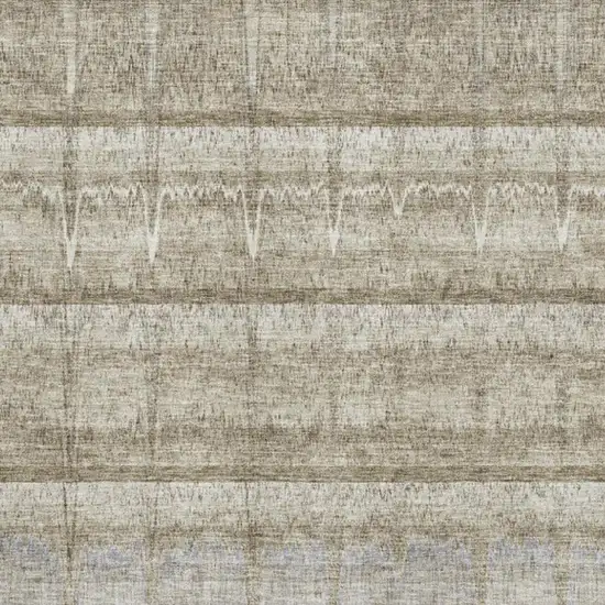 Taupe Gray And Beige Striped Washable Area Rug With UV Protection Photo 3